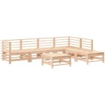 Vidaxl ? salon de jardin 7 pcs en bois de pin massif ? canap�s modulables avec repose - pieds ? dimensions ...