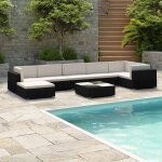Vidaxl - salon de jardin 8 pcs avec coussins r�sine tress�e noir