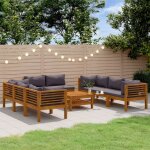 Vidaxl - salon de jardin 9 pcs avec coussin bois d'acacia solide