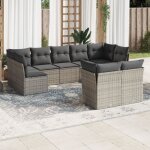 Vidaxl - salon de jardin 9 pcs avec coussins gris rsine tresse