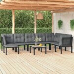 Vidaxl - salon de jardin 9 pcs noir et gris r�sine tress�e