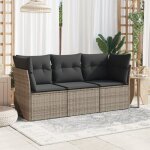 Vidaxl - salon de jardin avec coussins 3 pcs gris rsine tresse