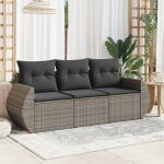 Vidaxl - salon de jardin avec coussins 3 pcs gris r�sine tress�e