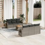 Vidaxl - salon de jardin avec coussins 7 pcs gris rsine tresse