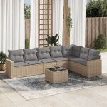 Vidaxl - salon de jardin avec coussins 8 pcs beige rsine tresse