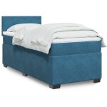 Vidaxl - sommier � lattes de lit et matelas bleu fonc� 80x200 cm velours