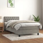 Vidaxl - sommier à lattes de lit et matelas gris clair 90x200 cm velours Vidaxl - sommier à lattes de lit et matelas gris clair 90x200 cm velours