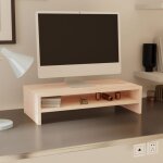 Vidaxl ? support de moniteur en bois de pin massif 50x24x13 cm ? �tag�re de rangement int�gr�e ? r�duit ...