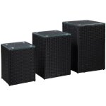 Vidaxl - tables d'appoint 3 pcs et dessus en verre noir r�sine tress�e