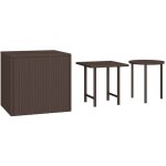 Vidaxl - tables d'appoint 3 pcs marron r�sine tress�e