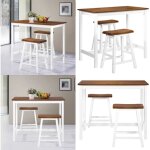 Table de bar et tabouret 3 pcs bois massif - ensemble de bar - table de bar - tabouret de bar - meuble ...
