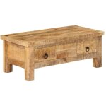Vidaxl ? table basse fixe en bois de manguier massif ? 90x45x35 cm ? finition laqu�e ? 2 tiroirs pratiques ...