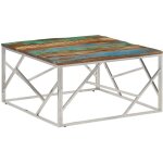 Table basse argenté inox et bois de récupération massif - vidaxl Table basse argenté inox et bois de récupération massif - vidaxl