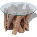 Fimei table basse bois flottant de teck massif 60 cm