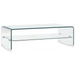 Vidaxl ? table basse relevable en verre tremp� 98x45x31 cm ? �tag�re int�gr�e pour rangement ? design ...