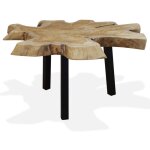 Vidaxl ? table basse fixe en teck authentique 80x70x38 cm ? pieds en acier robuste ? finition � l'huile ...