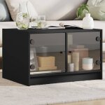 Vidaxl - table basse avec portes en verre noir 68x50x42 cm