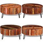 Table basse ronde bois massif de r�cup�ration - table basse - table d'appoint - meubles anciens - bois ...