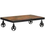 Table basse avec roulettes 100x60x26 cm bois de rcupration vidaxl