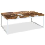 Vidaxl ? table basse fixe en teck v�ritable et r�sine ? 110x60x40 cm ? fabrication artisanale ? cadre ...
