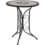 Vidaxl ? table de bistro mosa�que 60 cm ? cadre en fer laqu� ? dessus en c�ramique facile � nettoyer ...