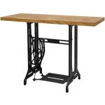 Vidaxl ? table console vintage avec machine � coudre ? bois de suar massif finition teck ? dimensions ...