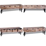 Vidaxl - table console tv avec 4 tiroirs bois de teck recycl - meuble tv vintage - meuble tv design ...