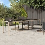 Vidaxl - table de jardin beige 250x100x75 cm verre tremp� et poly rotin