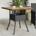 Vidaxl - table de jardin et dessus en bois d'acacia noir r�sine tress�e
