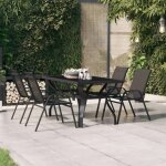 Vidaxl - table de jardin noir 140x70x70 cm acier et verre