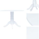 Vidaxl - table � manger blanc 106 cm bois d'h�v�a massif - table � manger - table ronde - table blanche ...