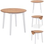 Vidaxl - table � manger ronde � abattant mdf blanc - table � manger - table ronde - table extensible ...
