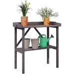 Vidaxl - table à plantes avec étagère gris 78x38x82, 5 cm bois de sapin Vidaxl - table à plantes avec étagère gris 78x38x82, 5 cm bois de sapin