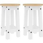 Tabourets de bar lot de 2 blanc bois massif de pin - vidaxl