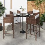 Vidaxl - tabourets de bar lot de 4 avec coussins marron résine tressée Vidaxl - tabourets de bar lot de 4 avec coussins marron résine tressée