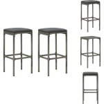 Vidaxl - tabourets de bar avec coussins lot de 2 gris r�sine tress�e - tabouret de bar - tabourets de ...