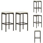Vidaxl - tabourets de bar avec coussins lot de 2 marron r�sine tress�e - tabouret de bar - tabourets ...
