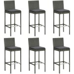 Vidaxl ? lot de 6 tabourets de bar gris avec coussins ? r�sine tress�e r�sistante aux intemp�ries ? hauteur ...