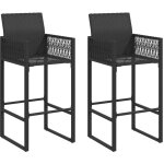 Vidaxl - tabourets de bar de jardin lot de 2 noir résine tressée Vidaxl - tabourets de bar de jardin lot de 2 noir résine tressée