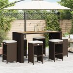Vidaxl - tabourets de bar jardin coussins lot de 6 marron r�sine tress�e