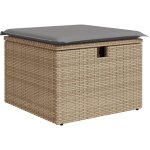 Vidaxl - tabouret de jardin avec coussin beige 55x55x37cm rsine tresse
