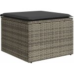 Vidaxl - tabouret de jardin avec coussin gris 55x55x37 cm rsine tresse