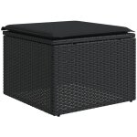 Vidaxl - tabouret de jardin avec coussin noir 55x55x37 cm rsine tresse