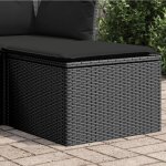 Vidaxl - tabouret de jardin avec coussin noir 55x55x37 cm r�sine tress�e