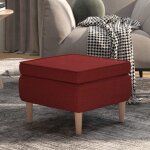 Vidaxl - tabouret avec pieds en bois rouge bordeaux tissu