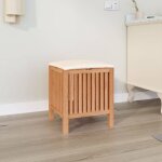 Vidaxl ? tabouret de salle de bain en bois massif de noyer 40, 5x40x52 cm ? si�ge de rangement 2 en 1 ...