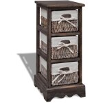 Vidaxl - tag�re de rangement bois marron 3 paniers en tissage