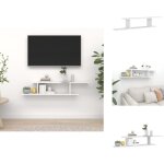 Vidaxl - tag�re tv murale blanc 125x18x23 cm bois d'ing�nierie - etagere tv murale - �tag�re murale blanche ...