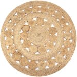 Tapis jute design tress� 150 cm rond vidaxl