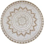 Tapis jute tress� imprim� 120 cm rond vidaxl